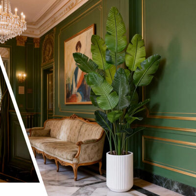 High Quality Real Touch Leaves Artificial Plant Strelitzia Nicolai Fire Resistant Faux Bird of Paradise for Indoor and Outdoor