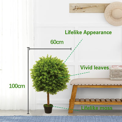 Fire Retardant Artificial Landscape Trees For Gardens Anti UV 65cm Boxwood Green Bonsai
