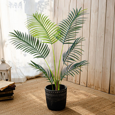 6FT Aréca artificial Palma de árbol de palma similar a la vida,Falsa Tropical Aréca planta de suelo Alta Falsos de seda Grandes plantas artificiales para interior de la casa de la sala de estar de la esquina de la decoración