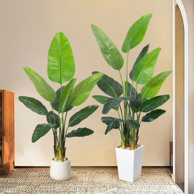 Planta Artificial Ave del Paraíso 6.8 pies - Palmera Falsa de Lujo en Maceta Blanca para Decoración de Oficina Interior