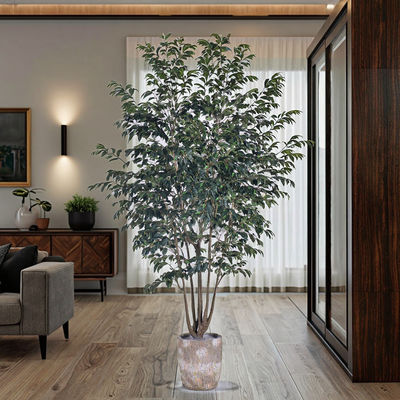 Árbol de ficus falso de tronco multi-ultra-realista de 2,5 m árbol de plátano artificial para decoración del hotel casa sala de estar