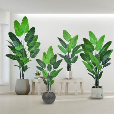 Palma de viajero falsa (plantas artificiales de pájaros del paraíso) - 180cm/210cm Plantas artificiales de hojas de PE realistas para decoración interior exterior