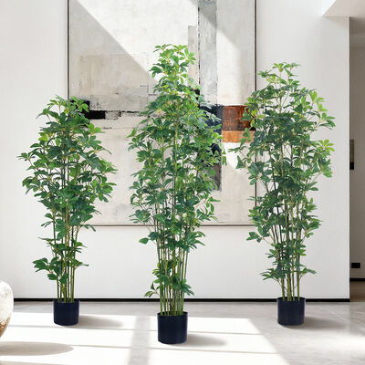 Planta Artificial de Schefflera Multi-Tronco 120cm 150cm 180cm | Falso Arborícola para Decoración de Interiores, Oficinas y Hogar