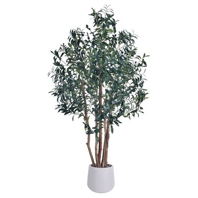 Árbol de olivo artificial realista con tronco natural - 5FT 6FT 7FT, resistente a los rayos UV para la decoración del vestíbulo de hogares y hoteles de lujo