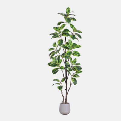 Últimas Novedades Plantas Artificiales de Interior Plantas en Maceta Árbol de Caucho Falso Verde Blanco para Decoración Hogar Oficina Pequeño Plástico