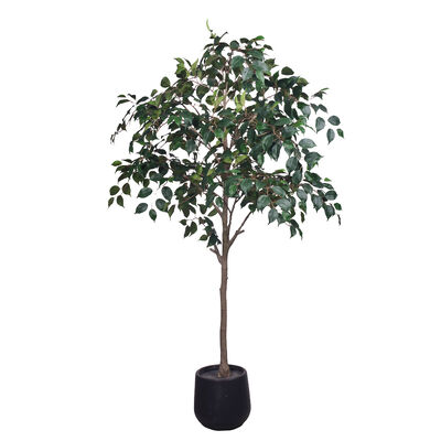 Árbol Ficus Artificial Estéreo Estilo D Realista | Planta Banyan Falsa Personalizada Ignífuga y Resistente a los Rayos UV, 120/140/180cm, Embalaje Uniforme con Maceta Negra para Decoración Interior Comercial y del Hogar