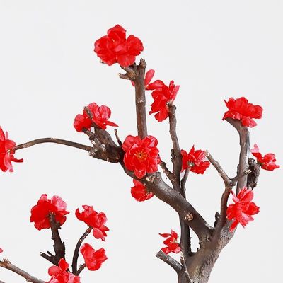 Wedding Home Decor Red Artificial Potted Floor Plants Plum Blossom Silk Flower