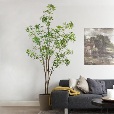 Floor Potted Ornaments Artificial Green Plant Wood Room Decoration